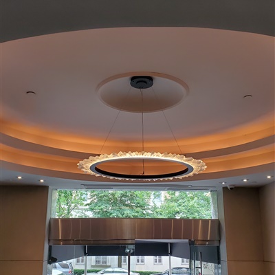 We installed this Petra Sole chandelier on a Lobby of a building in East end avenue New York, NY.