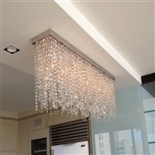4' Fixture with hanging crystals installed over kitchen counter in upper east side, NYC.