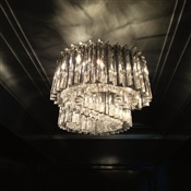 Clear Venini chandelier installed on hallway, Uptown New York, NY.