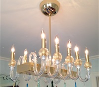 Small chandelier with 10 lights over dinning room table, CT.